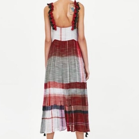 SOLD Zara Woman Embroidered Tassel Boho Maxi Dress – Size M - Picture 3 of 16